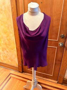 Theory Deep Plum Silk Cowl Tank